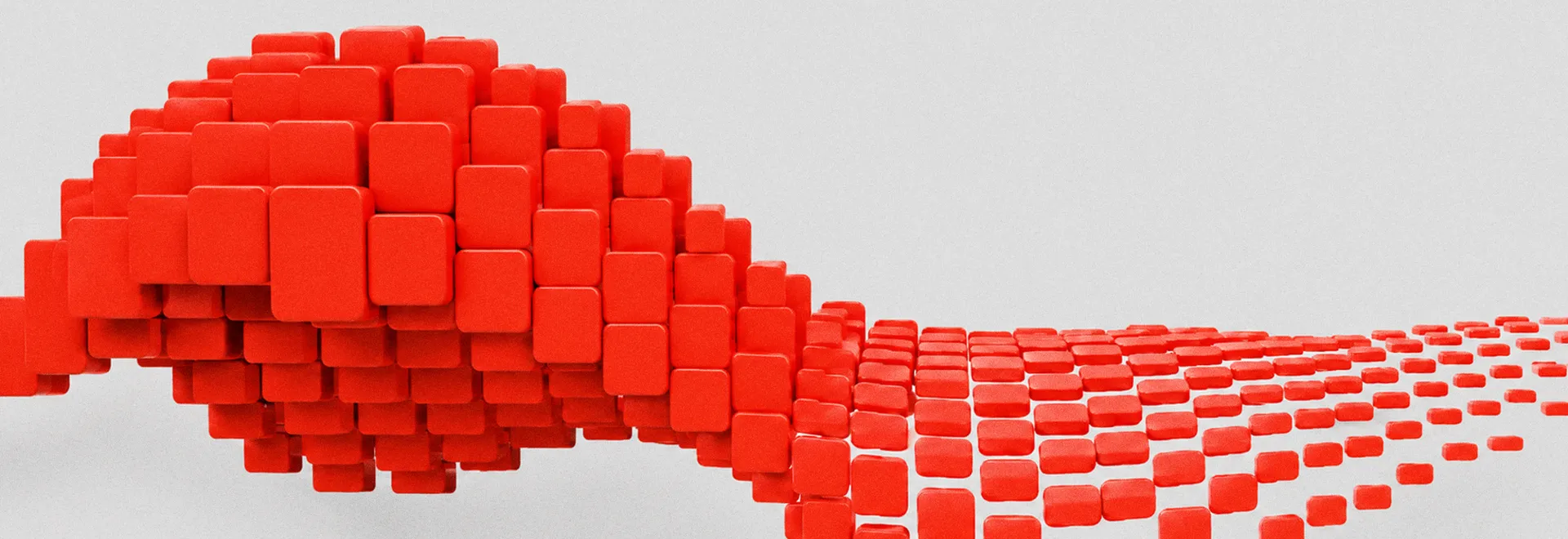 Rote 3D-Voxel-Welle auf hellem Hintergrund