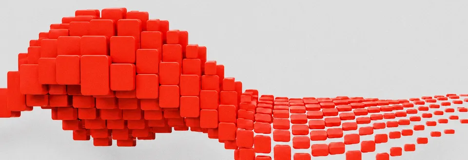 Rote 3D-Voxel-Welle auf hellem Hintergrund