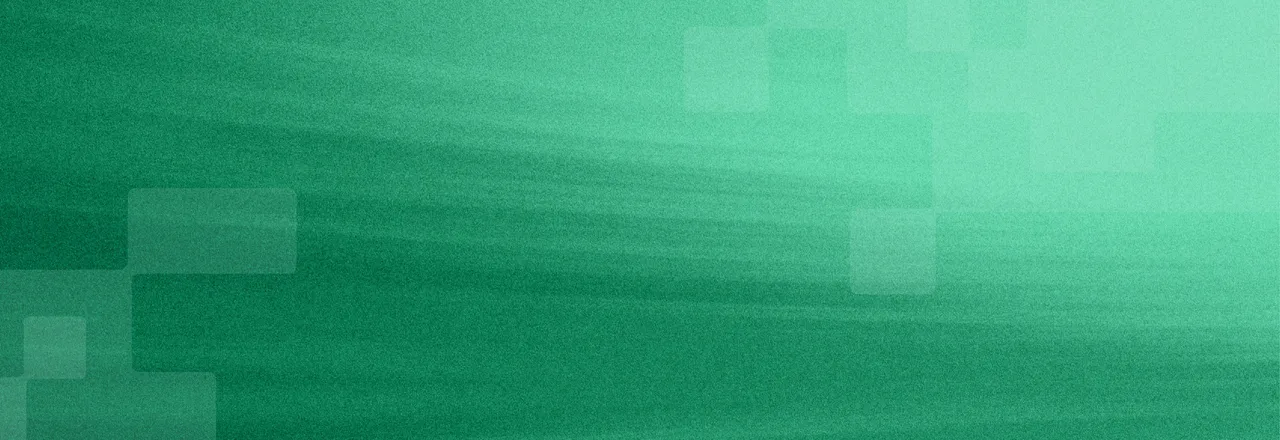 Green gradient with soft brushed streaks and pale translucent squares at the left and upper right