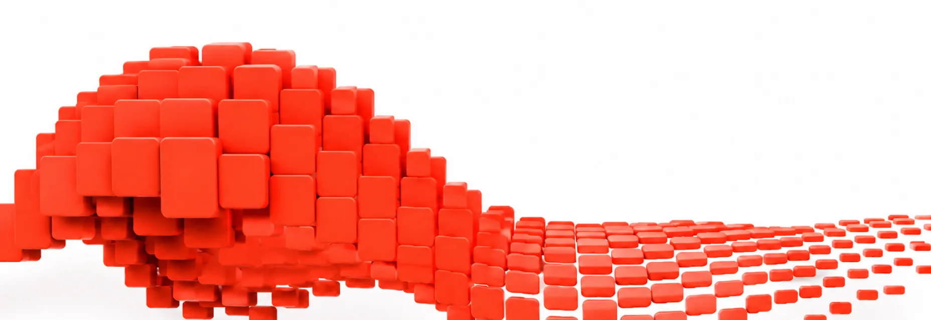 Red 3D voxel wave illustration on light background